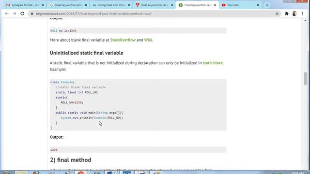 Final method,class and variable in JAVA смотреть онлайн