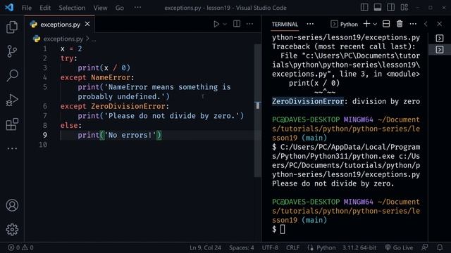 Python Exception Handling Tutorial for Beginners смотреть онлайн