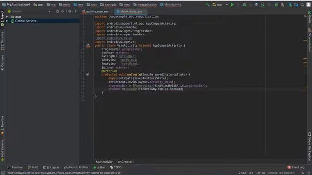 Android Studio ProgressBar SeekBar RatingBar Spinner Textview смотреть онлайн