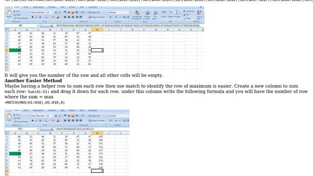 Excel Help: To return the row number that has the greatest row sum (2 Solutions!!) смотреть онлайн