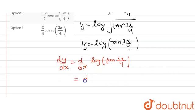 If `y=logsqrt((1-cos((3x)/(2)))/(1+cos ((3x)/(2)))),"then "dy/dx=` смотреть онлайн