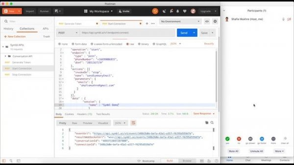 Get access token, start and stop connection with Postman