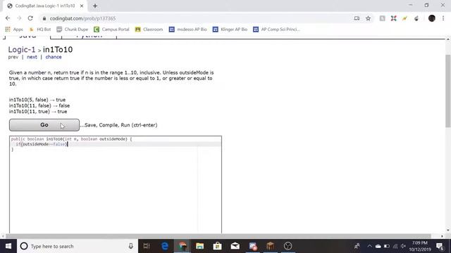 Logic-1 (In1To10) Java Tutorial || Codingbat.com смотреть онлайн
