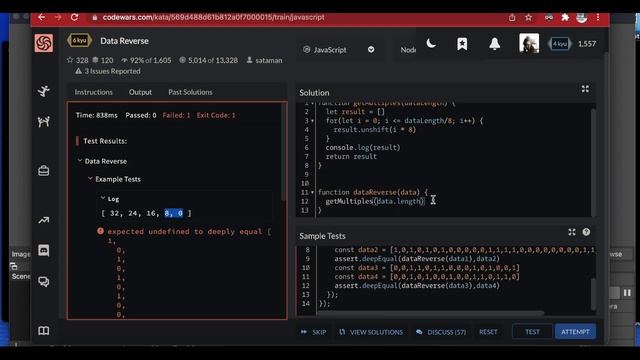 Data Reverse | Codewars | 6 kyu - Javascript смотреть онлайн