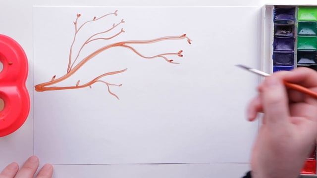 Как легко и быстро нарисовать весеннюю веточку. How to easily and quickly draw a spring branch. смотреть онлайн