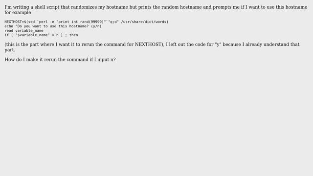 Make shell script rerun command on certain user input смотреть онлайн