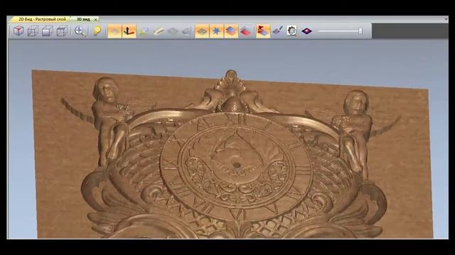 Демонстрация 3D модели настенных часов с ангелами смотреть онлайн