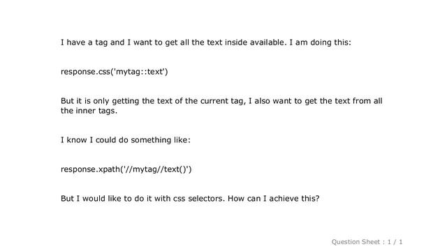 CSS : Scrapy css selector: get text of all inner tags смотреть онлайн