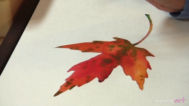Still Life #38 - Watercolor painting of a colorful autumn leaf смотреть онлайн