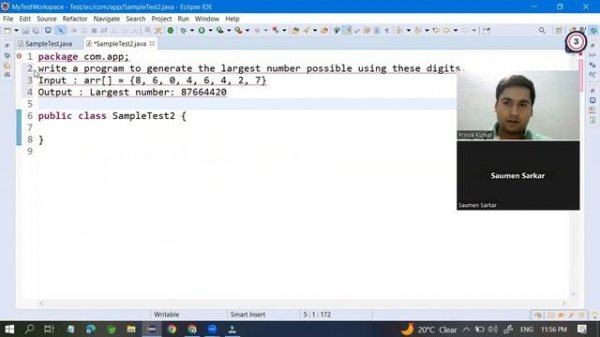 Accenture Coding Round Java Developer Interview  Experience - 2.9  years