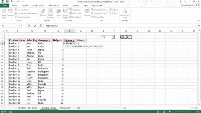 Create Dynamic Excel Filter - Extract data as you type смотреть онлайн