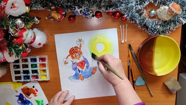 Рисуем Ангела. Эскиз для рождественской композиции. Акварель | Draw an Angel.Watercolour. смотреть онлайн