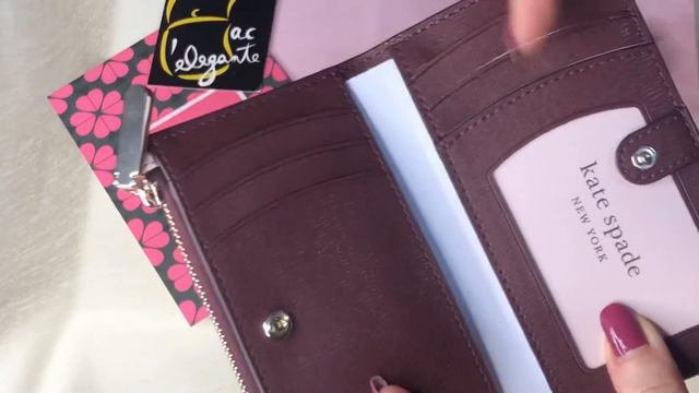 Kate Spade Spade flower coated canvas small slim bifold wallet pink multi смотреть онлайн