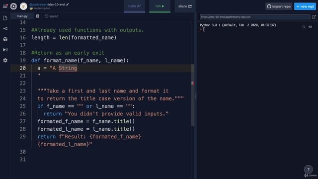 Day 10 - Functions with Outputs - 5 Docstrings смотреть онлайн