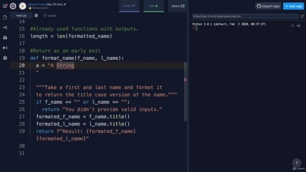 Day 10 - Functions with Outputs - 5 Docstrings