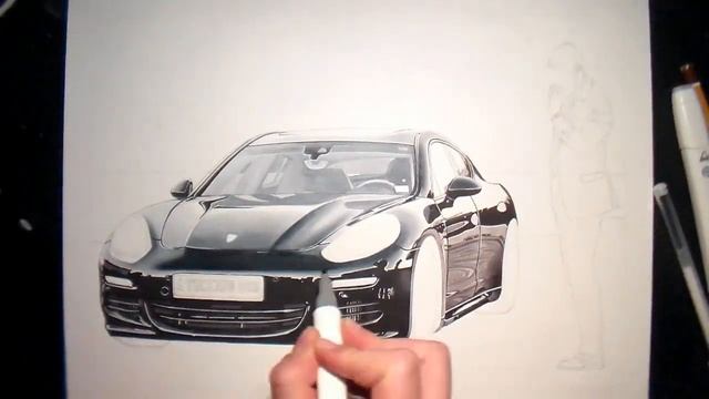 Porsche Panamera-Time Lapse drawing смотреть онлайн
