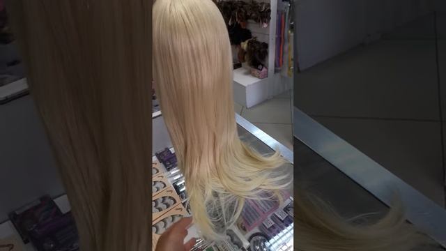 Парик из натуральных волос 69см с густым кончиком естественный блондин смотреть онлайн