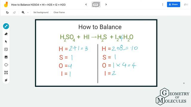 How To Balance H2SO4 + HI = H2S + I2 + H2O