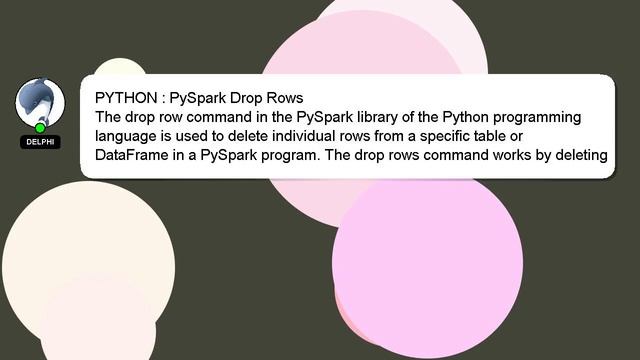 PYTHON : PySpark Drop Rows смотреть онлайн