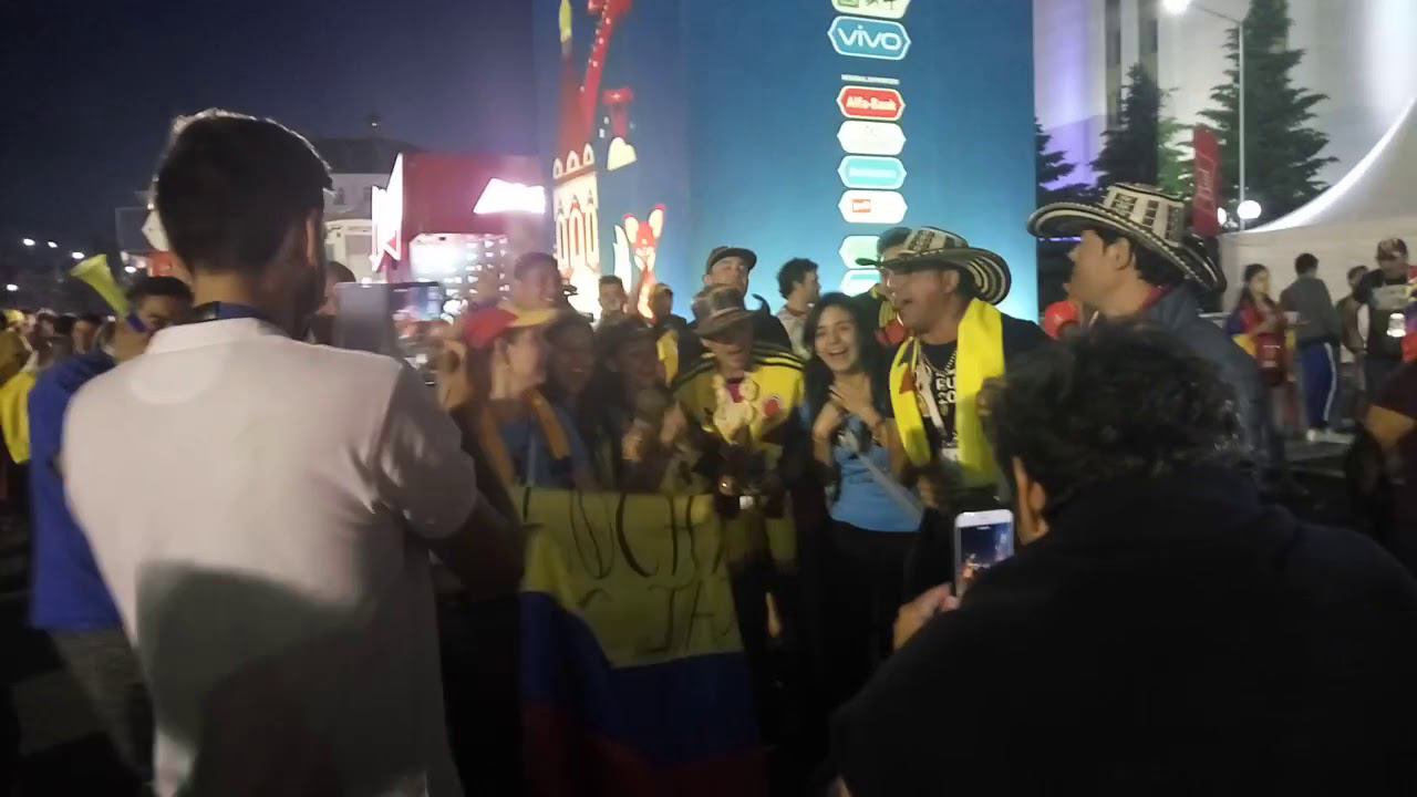 Колумбийцы зажигают на фанзоне в Саранске перед матчем с Японией. ЧМ 2018