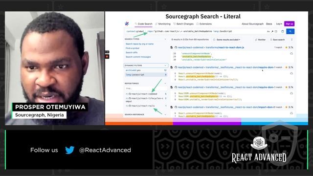 Supercharging Developer Productivity With Advanced Code Search – Prosper Otemuyiwa, React Advanced смотреть онлайн