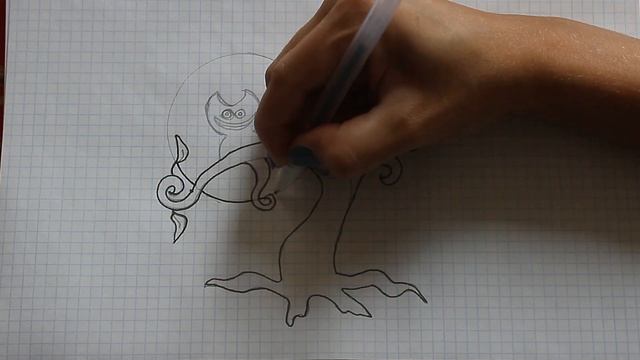 Простые рисунки #5 Как нарисовать черного кота на дереве смотреть онлайн