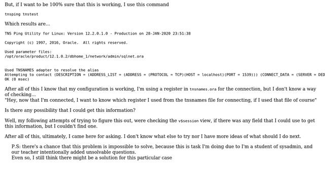 I want to delete connections in tnsnames.ora. I need to figure out which ones are currently in... смотреть онлайн