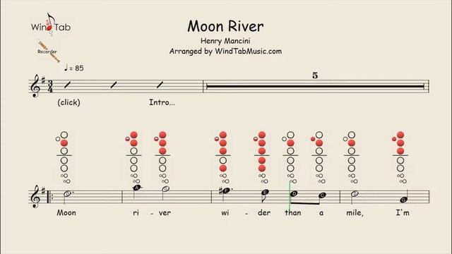 How to Play Moon River on Recorder | Sheet Music with Tab смотреть онлайн