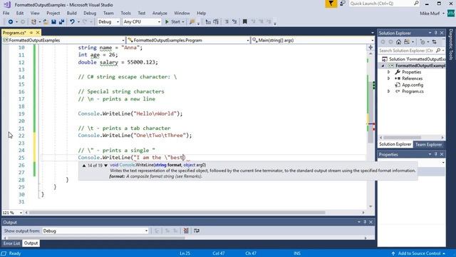 Special string characters in C# смотреть онлайн