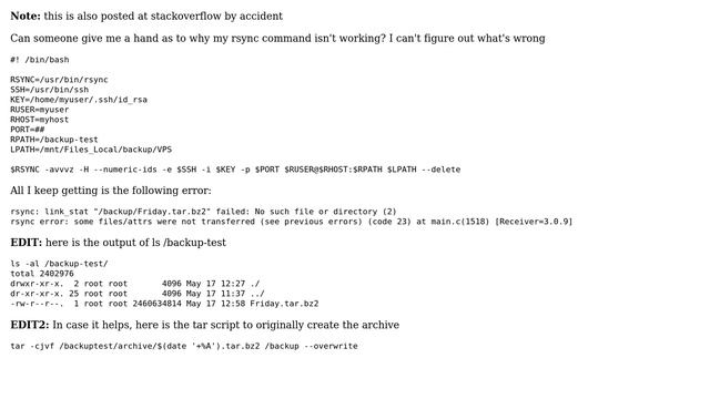 rsync 'No such file or directory' error смотреть онлайн