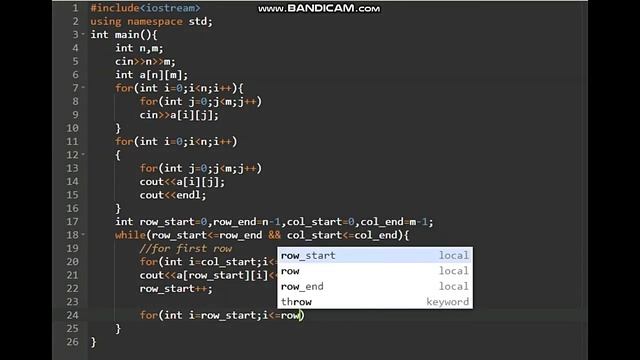To print a matrix in spiral order in C++. смотреть онлайн
