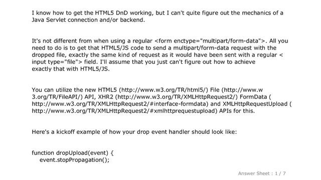 HTML : HTML5 drag and drop file upload to Java Servlet смотреть онлайн