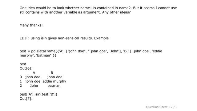Pandas : how to compare two string variables in pandas? смотреть онлайн