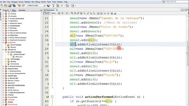 12.- Interfaz gráfica Java.- Menú con opciones (Cambio de: tamaño ventana, y color de fondo). смотреть онлайн