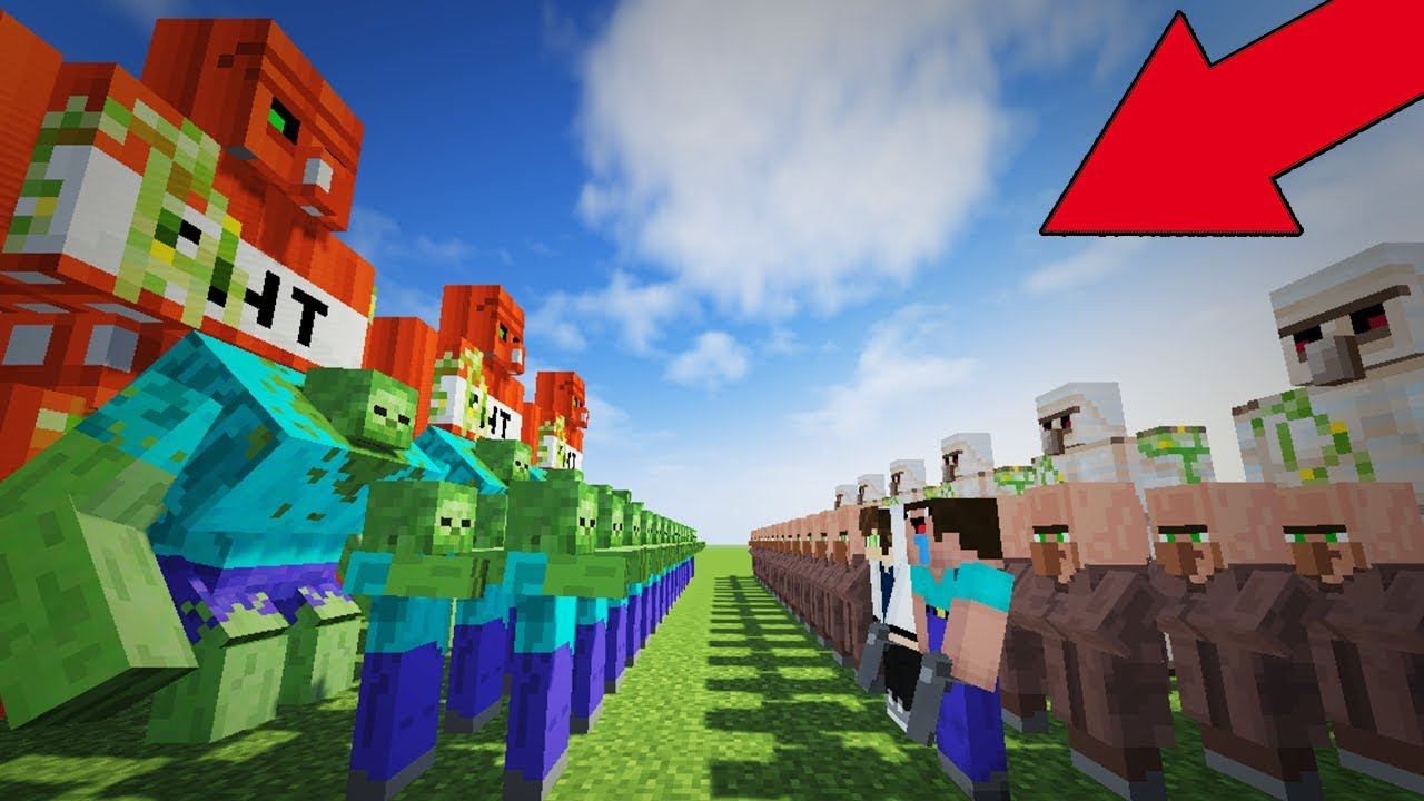 НУБ И ПРО ЗАЩИЩАЮТ ДЕРЕВНЮ ЖИТЕЛЕЙ ОТ 100000 ЗОМБИ И ТНТ ГОЛЕМОВ МАЙНКРАФТ! ЗАЩИТА MINECRAFT смотреть онлайн