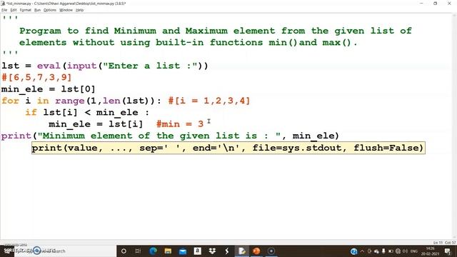 Python Program | To find minimum and maximum Elements from a list of elements | Computer Science смотреть онлайн