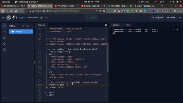 SMS Bomber Using Python смотреть онлайн