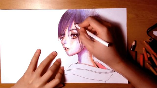 Speed Drawing Anime Girl in Kimono with Fireflies At Night [Timelapse] Vẽ tranh смотреть онлайн