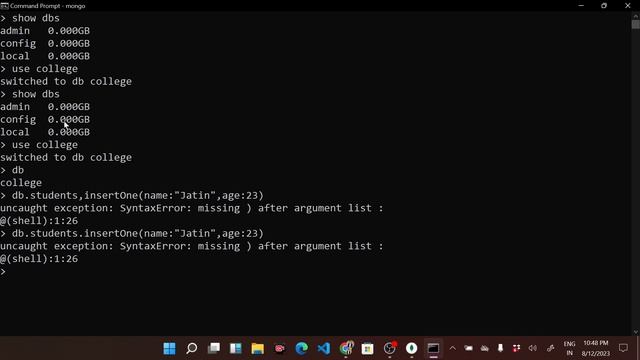 Create database, Collection and Documents in Mongodb in Hindi || MongoDB Tutorial #2 смотреть онлайн