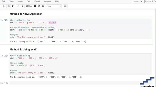How to convert string content in to dictionary-using Naive Approach смотреть онлайн