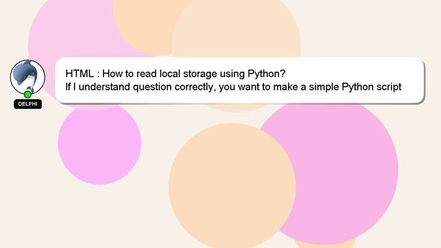 HTML : How to read local storage using Python? смотреть онлайн