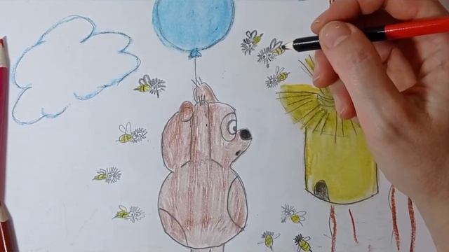 Рисуем Винни пуха. Мультяшные рисунки. Videos for kids. смотреть онлайн