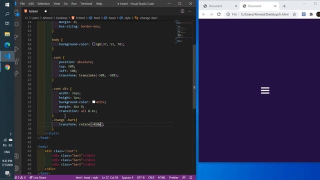 Menu icon with Animation using Html & CSS & JavaScript -hamburger menu icon css 2020 смотреть онлайн