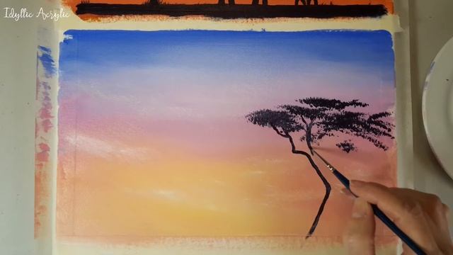 Giraffe Silhouette Acrylic Painting?Easy Acrylic Painting For Beginners/Painting Tutorial/Satisfyin
