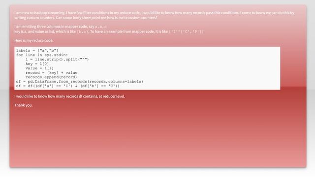 how to implement counters in hadoop streaming in python смотреть онлайн