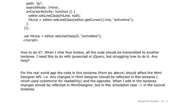 jQuery : When I edit the code in a TextArea using CodeMirror how to reflect this into another texta смотреть онлайн