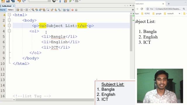 HSC ICT Chapter 4 | Lecture 6 - HTML List Tag li : Ordered List ol , Unordered List ul. смотреть онлайн