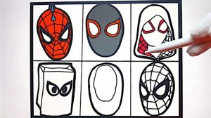 Spider-Punk, Miles Morales, Gwen Stacy, The Spot, Bag-Man FACE | Coloring Page