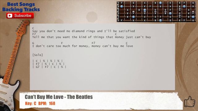 🎸 Can't Buy Me Love - The Beatles Guitar Backing Track with chords and lyrics смотреть онлайн