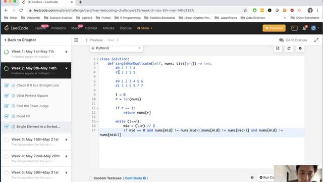 Leetcode - Single Element in a Sorted Array (Python) смотреть онлайн